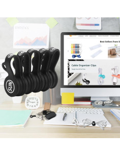 Clips Magnéticos para Cables SUNFICON - Paquete de 5 Negro 2