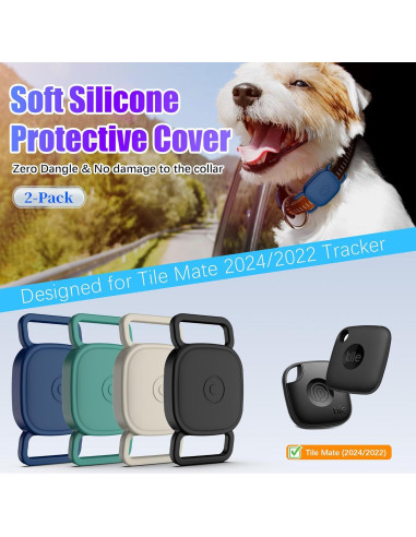 Soporte para Collar de Perro Tile Mate 2024/2022 - 4 Piezas Silicona Impermeable