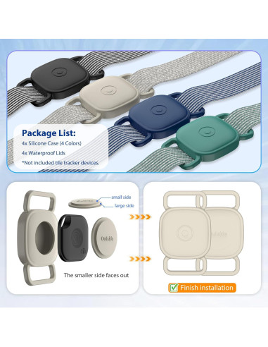 Soporte para Collar de Perro Tile Mate 2024/2022 - 4 Piezas Silicona Impermeable