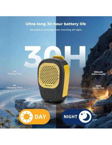 Altavoz Bluetooth portátil Envo amarillo IPX7 clip 30h