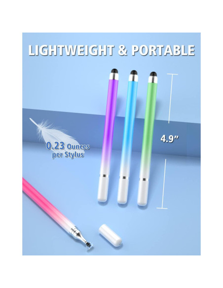 Lápices Stylus Universales 2 en 1 AmberVec - Paquete de 5 Colores