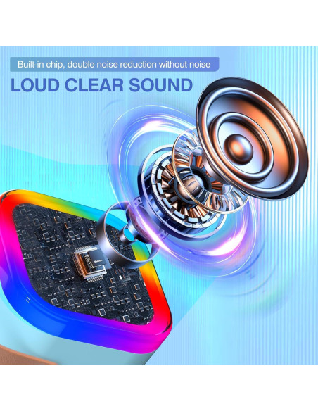 Mini Máquina de Karaoke Bluetooth K12 Azul con 2 Micrófonos