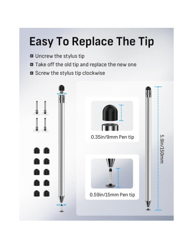 Set de 5 Stylus MYSTILUCK con 14 Puntas para Pantallas Táctiles