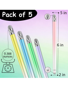 Bolígrafos Stylus TCD para Pantalla Táctil - Paquete de 5 Colores 2