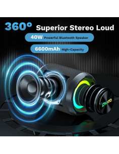 Altavoz Bluetooth Portátil OHAYO 40W Impermeable IPX7 con Luces RGB 2