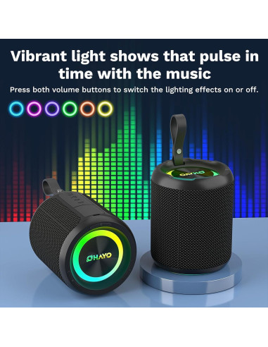 Altavoz Bluetooth Portátil OHAYO 40W Impermeable IPX7 con Luces RGB