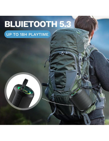 Altavoz Bluetooth Portátil OHAYO 40W Impermeable IPX7 con Luces RGB