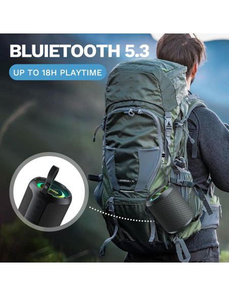 Altavoz Bluetooth Portátil OHAYO 40W Impermeable IPX7 con Luces RGB