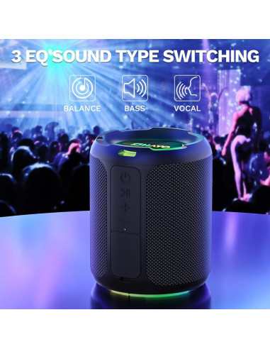 Altavoz Bluetooth Portátil OHAYO 40W Impermeable IPX7 con Luces RGB