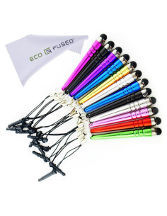 Paquete de 12 Bolígrafos Stylus Cortos Eco-Fused - Multicolor