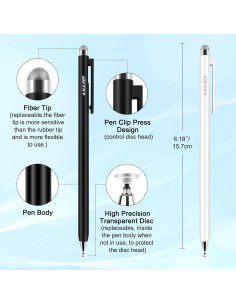 AULEEP Estilógrafo 2 en 1 Capacitivo para Pantallas Táctiles 2