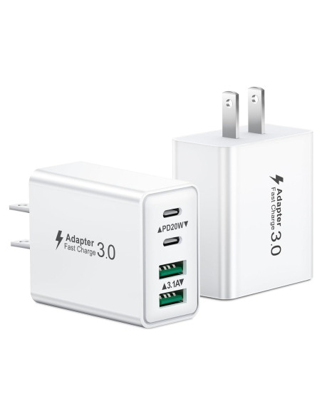 Cargador USB C KOUEMGI 2-Pack 40W 4 Puertos Rápido