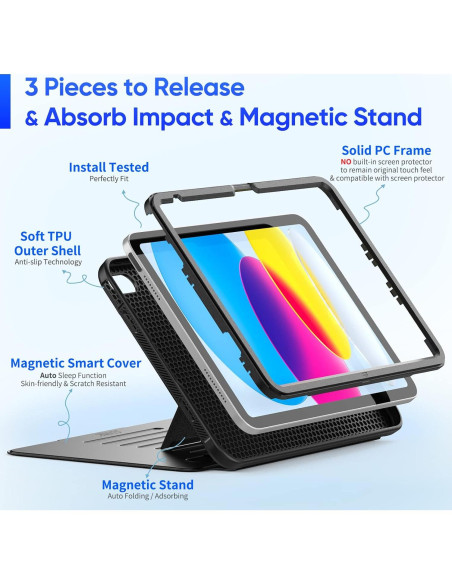 Estuche SEYMAC para iPad 11"/10.9" A16 Generación 2025/2022 Negro