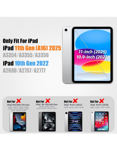 Estuche SEYMAC para iPad 11"/10.9" A16 Generación 2025/2022 Negro