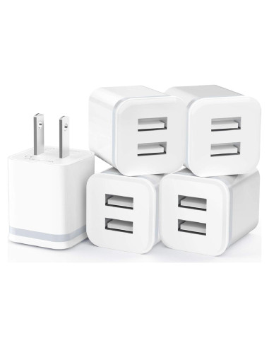 Cargador de Pared USB Doble Puerto 2.1A 5-Pack XT5549