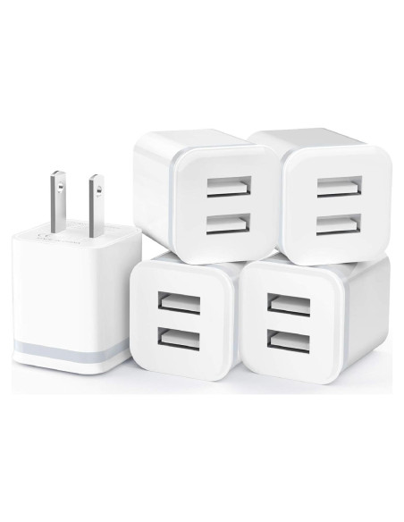 Cargador de Pared USB Doble Puerto 2.1A 5-Pack XT5549