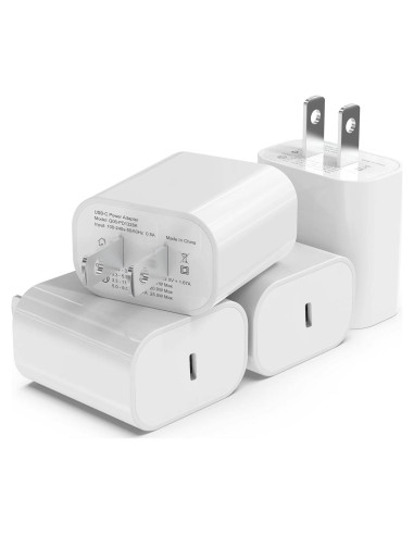 Cargador Rápido USB C iGENJUN 20W 4 Pack Adaptador Blanco