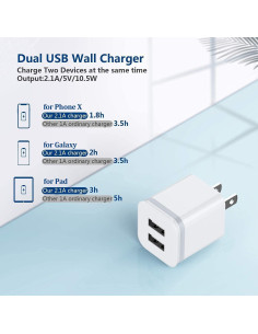 Cargador de Pared USB Doble Puerto 2.1A 5-Pack XT5549 2