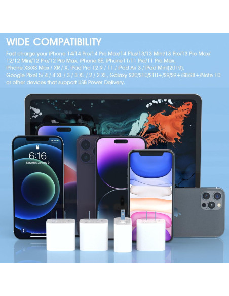 Cargador Rápido USB C iGENJUN 20W 4 Pack Adaptador Blanco