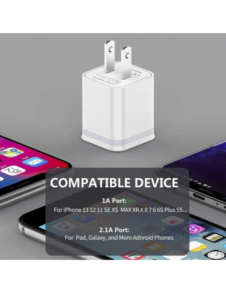 Cargador de Pared USB Doble Puerto 2.1A 5-Pack XT5549