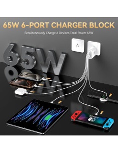 Cargador Rápido USB C 65W 6 Puertos Shenzhen XHD-PD65W 2