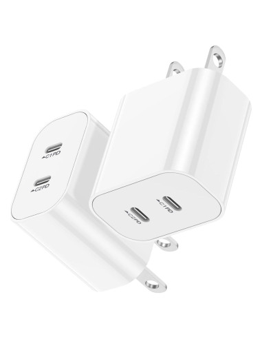 Cargador Rápido USB-C Doble Puerto 20W 2-Pack Blanco