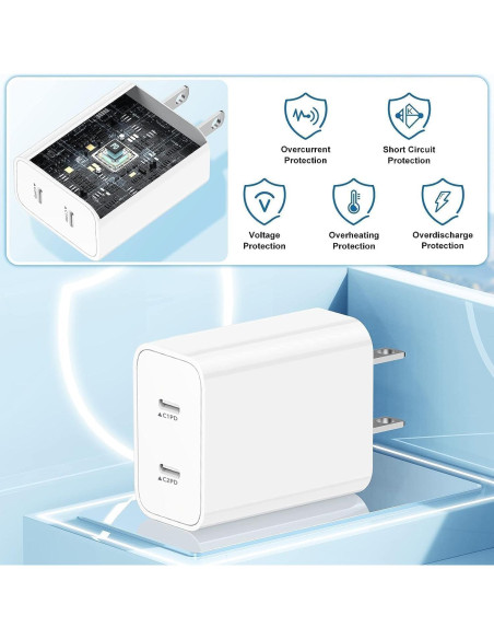 Cargador Rápido USB-C Doble Puerto 20W 2-Pack Blanco Cargador Rápido USB-C Doble Puerto 20W 2-Pack Blanco
