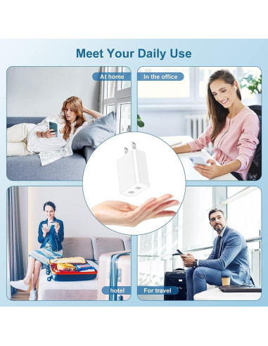 Cargador Rápido USB-C Doble Puerto 20W 2-Pack Blanco