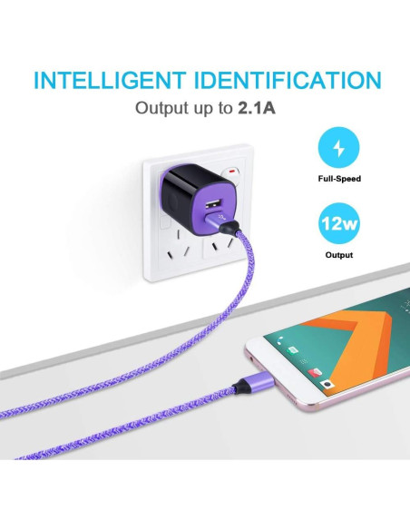 Cargador de Pared USB Doble Sidpro con Cable Tipo C 1.83m