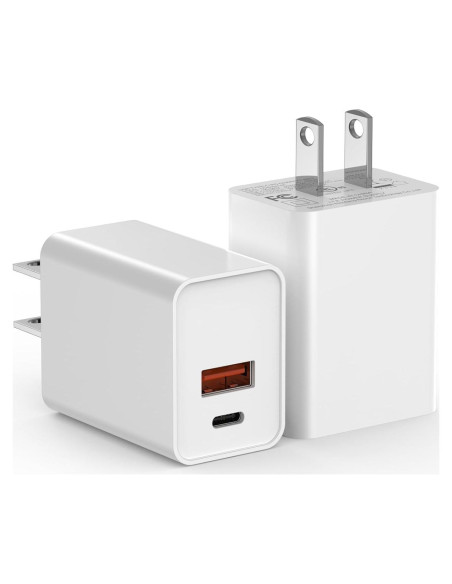 Cargador USB C Rápido 20W Doble Puerto KOCORE Blanco 2 Pzs