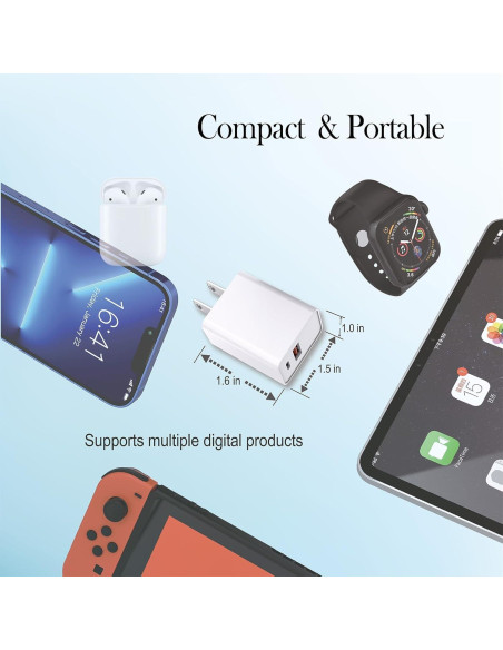 Cargador USB C Rápido 20W Doble Puerto KOCORE Blanco 2 Pzs