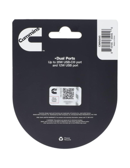 Cargador de pared rápido USB-C Cummins 32W doble puerto