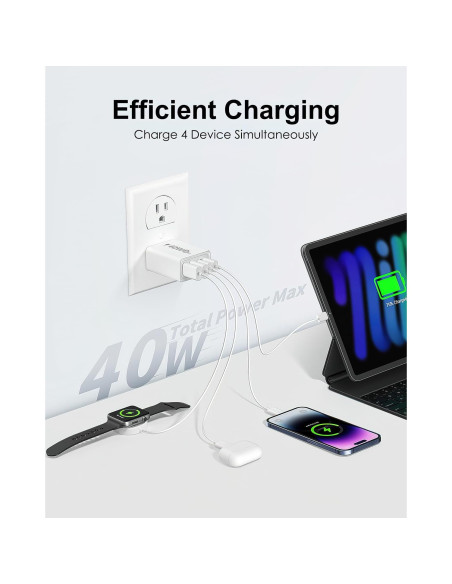 Cargador USB C 40W 2-Pack Aeidegut 4 Puertos Rápido Cargador USB C 40W 2-Pack Aeidegut 4 Puertos Rápido