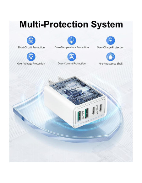 Cargador USB C 40W 2-Pack Aeidegut 4 Puertos Rápido Cargador USB C 40W 2-Pack Aeidegut 4 Puertos Rápido