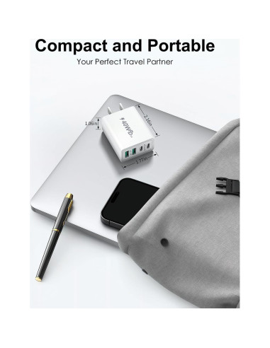 Cargador USB C 40W 2-Pack Aeidegut 4 Puertos Rápido