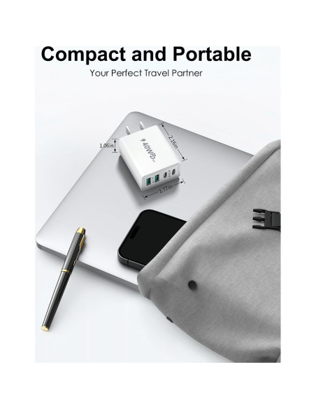 Cargador USB C 40W 2-Pack Aeidegut 4 Puertos Rápido Cargador USB C 40W 2-Pack Aeidegut 4 Puertos Rápido