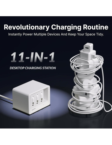 Estación de Carga 11-en-1 Gitryin con 3 Cargadores Type-C
