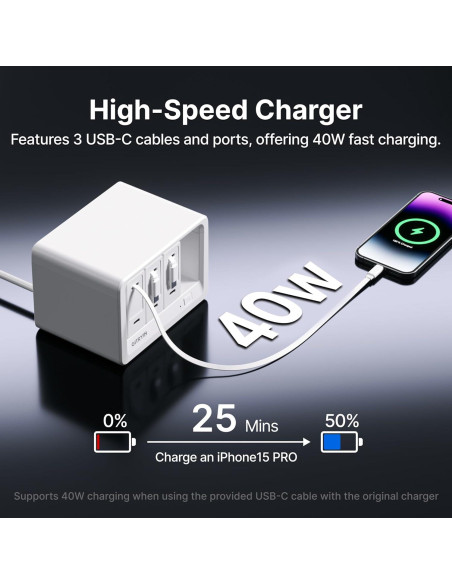 Estación de Carga 11-en-1 Gitryin con 3 Cargadores Type-C