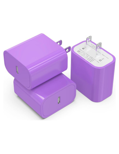 3Pack Cargador USB C 20W iGENJUN Adaptador Rápido Púrpura