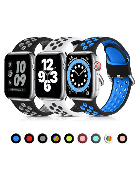Correas Deportivas de Silicona Lerobo 3 Pack para Apple Watch