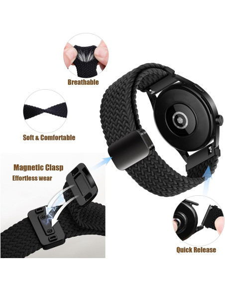 Banda Magnética de Nylon 22mm LeyuBand Rosa para Reloj Inteligente Banda Magnética de Nylon 22mm LeyuBand Rosa para Reloj Inteligente