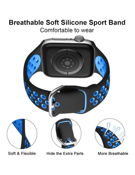 Correas Deportivas de Silicona Lerobo 3 Pack para Apple Watch