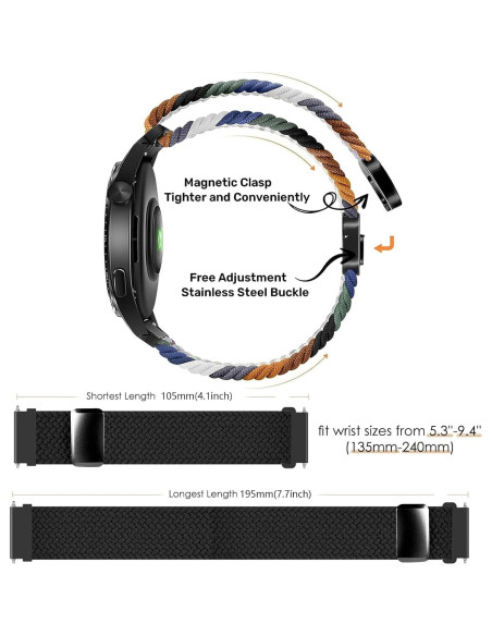 Banda Magnética de Nylon 22mm LeyuBand Rosa para Reloj Inteligente Banda Magnética de Nylon 22mm LeyuBand Rosa para Reloj Inteligente