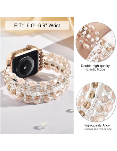 Pulsera Boho VISOOM para Apple Watch 38-42mm Oro Champán