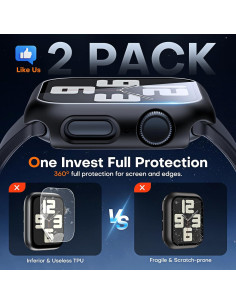 Funda Dura TAURI para Apple Watch 44mm SE/Series 6/5/4, Negro 2