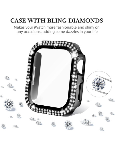 Funda Adepoy para Apple Watch 44mm con Diamantes y Protector