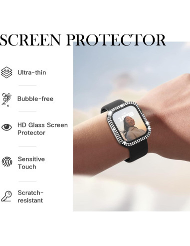 Funda Adepoy para Apple Watch 44mm con Diamantes y Protector