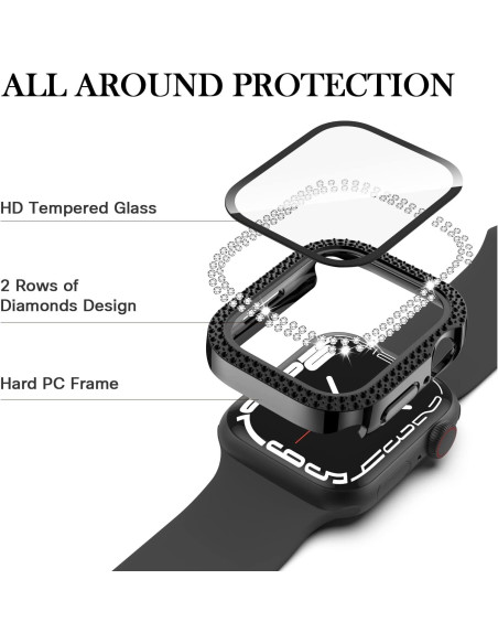 Funda Adepoy para Apple Watch 44mm con Diamantes y Protector