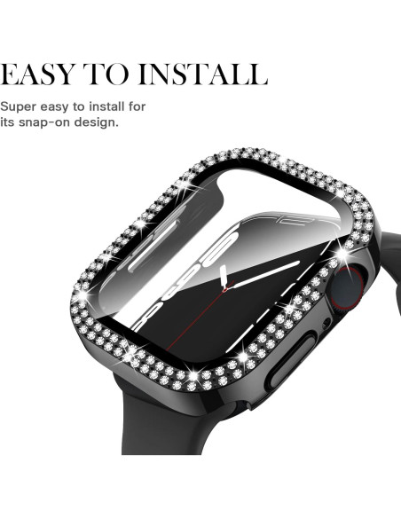 Funda Adepoy para Apple Watch 44mm con Diamantes y Protector