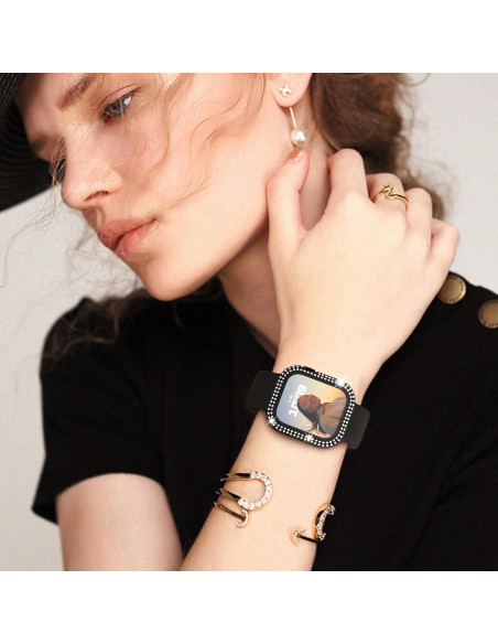 Funda Adepoy para Apple Watch 44mm con Diamantes y Protector
